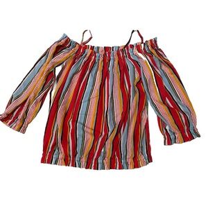 Rouge Collection Women’s Multicolor Size 3X Vibrant Off The Shoulder Top NWT